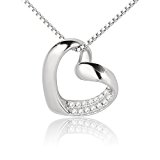 #9: ♛J.Rosée♛ 「ネックレス·レディース シルバー925 5A ジルコン ハート「片思い」 母の日 オープンハート 女子 アクセサリー プレゼント 誕生日 45cm + 5cm