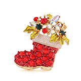 #9: サンタさんの ブーツ型 キラキラ ブローチ クリスマスカラー