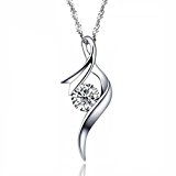 #10: KEISHIN　1粒CZキュービックジルコニア シルバー925 レディース ミュージック ペンダント 音符 45cmネックレス　女性スタイルペンダント　水波チェーン