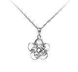 #10: KEISHIN フラワーモチーフ　シルバー925ペンダント 45cmネックレス　一粒CZキュービックジルコニア プレゼント 女性