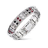 #9: Pasiro チタン ブレスレット メンズ 血液循環の改善 免疫強化 磁気ブレスレット 42粒 シルバー