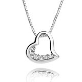 #10: Fairy Heart クリスマスフェア オープンハート ネックレス シルバー レディース プレゼント 人気カラー 2種類 人気な3色 レディース スーパーキュービックジルコニア 豪華プレゼントギフト (プラチナコーティング)