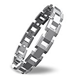 #10: COOLMAN チタン磁気 メンズブレスレット 純チタン製 抗疲労 睡眠改善 紳士 磁気ブレスレット 健康(サイズ調整19CM–21.5CM) (シルバー)