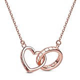 #9: Sweetiee シルバー925 AAAジルコン ピンクゴールド ハート＆リング ペンダント ネックレス 純銀 ジュエリー レディース