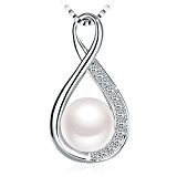 #7: J.Rosée ネックレス レディース シルバー925 5Aジルコン パール 淡水真珠 「変わらぬ愛」母の日 プレゼント 記念日 恋人 無限大 45cm + 5cm