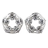 #9: Petit Lulu ピアス レディース クロスループ キュービックジルコニア CZ　5石　5カラット バックキャッチ 18金RGP ２色展開 プチルルオリジナルピアス３点セット (ホワイトゴールド)