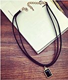 #9: LPVLUX – ネックレス & ペンダント ダブル　ベルベット　皮革　スクエア　ダイヤモンド　ジェムストーン　首飾り　ブラック　女性　ショート　パラグラフ　首飾り　セーター　チェーン　ネックレス
