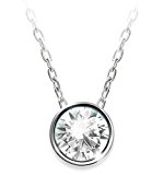 #10: CURLO 一粒 ネックレス レディース 「 シンプル 女性 用 」「 ロジウムコーティング プラチナ仕上げ チェーン 」(CZクリスタル) 45cm