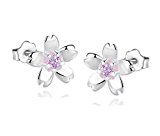 #8: KEISHIN　桜モチーフピアス CZキュービックジルコニアスタッド　シルバー925 オリジナルボックスと巾着付き　ギフトセット