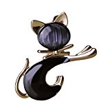 #9: MECHOSEN　【レビューを集まるためのタイム特価】 キャッツアイ石 かわいい　 動物　レディース　ブローチ　ピン　猫　アンティーク　 卒業式　　ホワイトデー　人気　お返し　誕生日プレゼント　女性　記念日　18Kゴールドメッキ　　黒い (黒い)