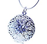 #10: スター(星)＆フラワー(花)ヨーロピアン調透かしデザイン 丸型レディースロケットアロマペンダントネックレス スネークチェーン&ストラップチェーン付き