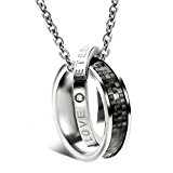 #9: oliver メンズ ネックレス ダブル リング ダミエ柄 格子柄 サージカルステンレス アレルギー対応