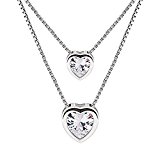 #10: B.Catcherレディースネックレス・ダブルハートペンダント・シルバー925ダブルレイヤーチェーン・キュービックジルコニウム5A・バレンタインデーギフト・誕生日・記念日・プレゼント・オフィス