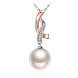 #7: ネックレス ペンダント レディース シルバー925 チェーン 10ｍｍ人工真珠 3Aジルコン GUNDULA 「絆」 花火大会 誕生日 記念日 クリスマス プレゼント（45+5cm）