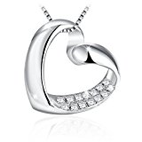 #10: J.Rosée ネックレス ペンダント レディース シルバー925 5Aジルコン 「一目惚れ」 オープンハート アクセサリー プレゼント 記念日 誕生日 45cm+5cm