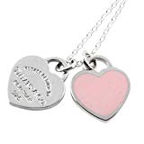 #5: [ティファニー] TIFFANY スターリング シルバー/ピンクエナメルフィニッシュ RTT ダブルハート タグ ペンダント・ネックレス 【並行輸入品】 28751249