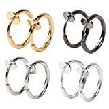 #9: LGTM フェイク ピアス 4色 セット フープ イヤリング ノンホール ピアス 収納 ポーチ 付き メンズ レディース フェイクピアス